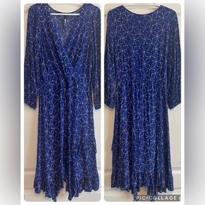 Anthropologie Plenty by Tracy Reese Aleah Blue Star Dress - size L